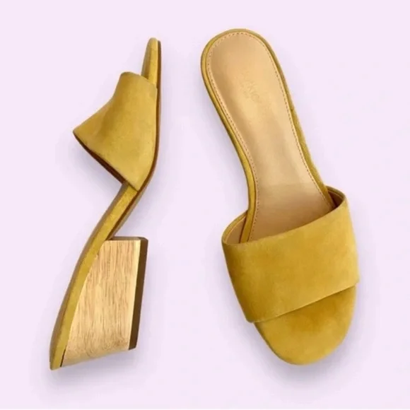 Botkier Shoes Botkier Carlie Leather Suede Yellow Wooden Block